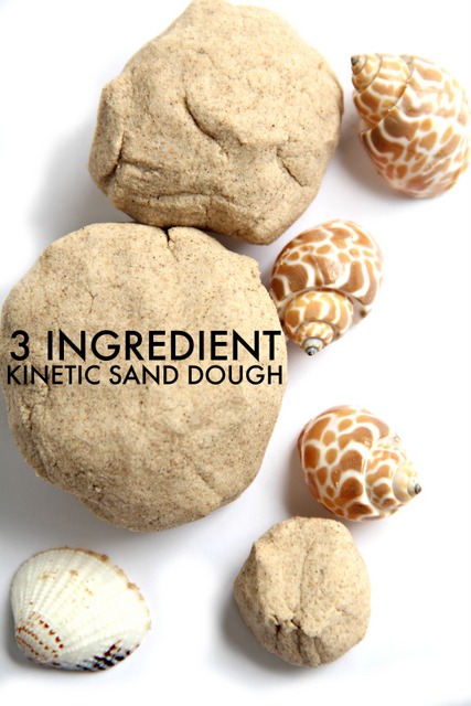 Make this easy 3 ingredient Kinetic Sand recipe and use in play and learning at home activities, including math with preschool and grade school kids.