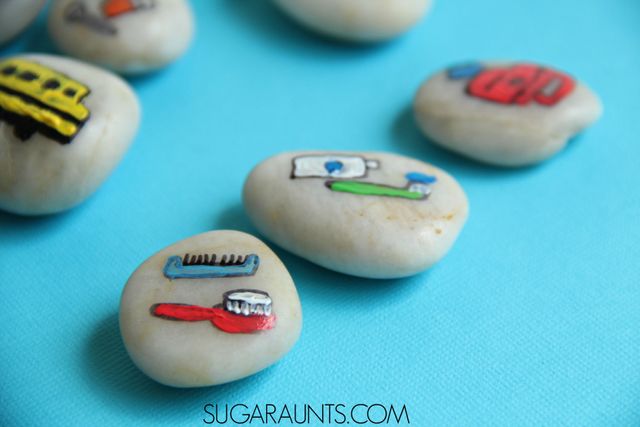 Back to school story stones for helping kids with the routines of Fall and school or homeschool mornings.