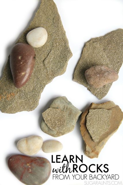 Learn with rocks, including teaching kids to tell time, math, literacy, fine motor, sensory.