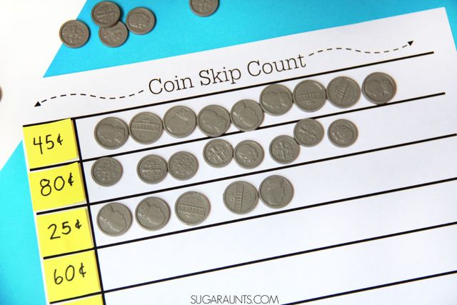 Nickel and Dime money math skip counting to count money.  This is second grade skip counting math activity is a fun way to practice addition and teach money.