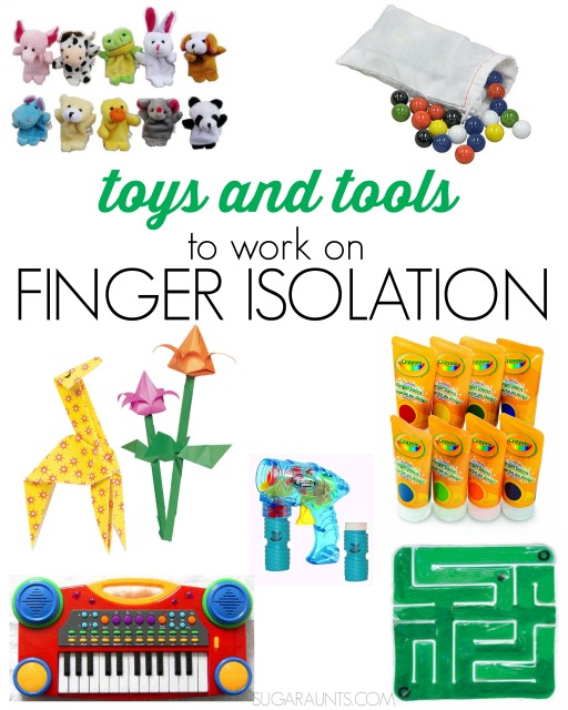 Toy ideas for working on finger isolation Occupational Therapy tips