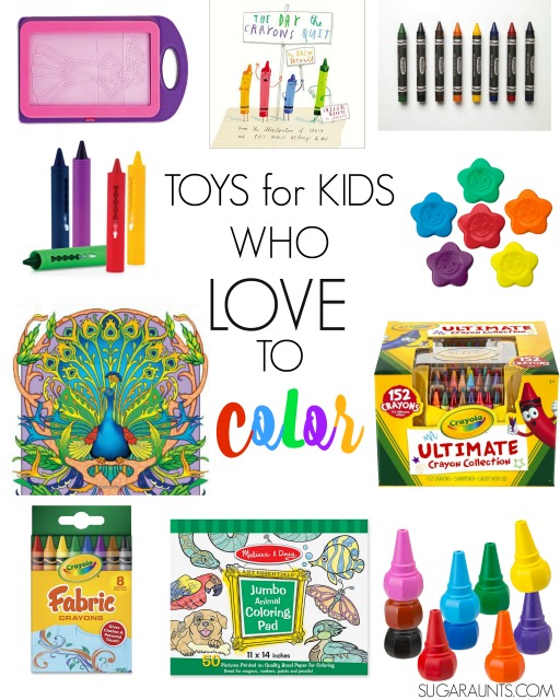 Toys and tools for kids who love to color and ways to incorporate coloring into kids daily lives to work on so many functional skills like fine motor, grasp, visual perceptual.