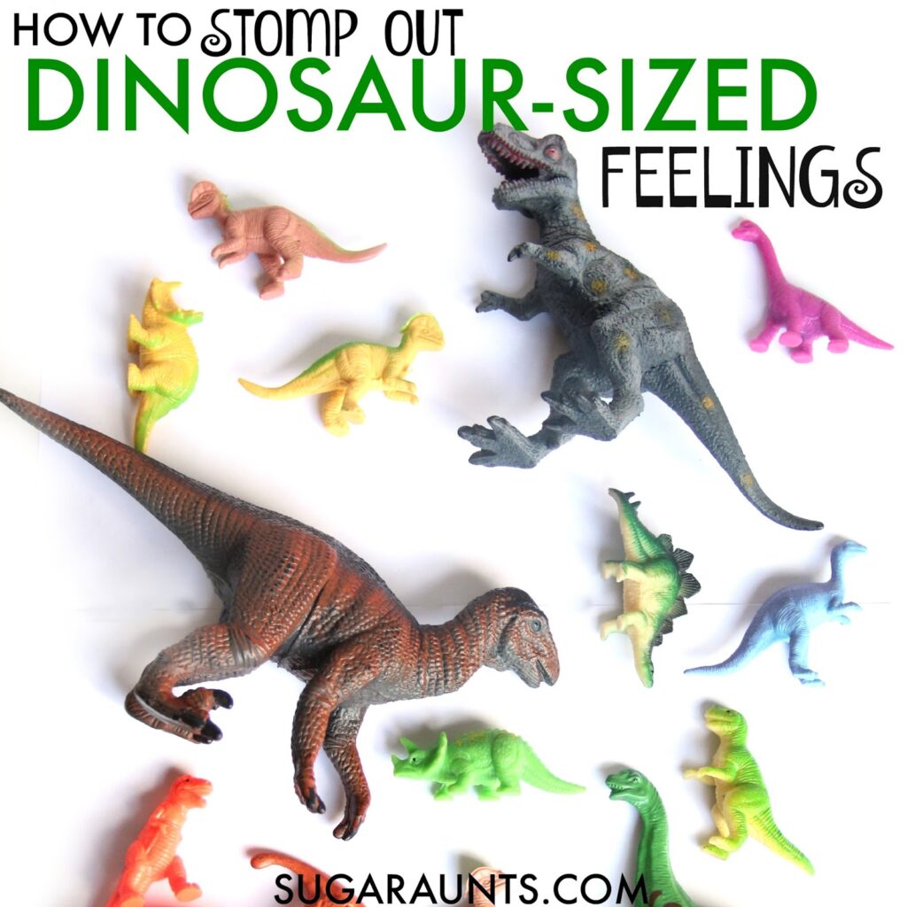 Dinosaur themed sensory (proprioception) heavy work activities for organizing and calming sensory input. This is perfect for a child who seeks out sensory stimulation.