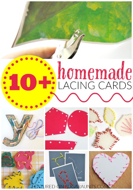 Homemade lacing cards and why kids love them and should do them for fine motor skills and learning, from an Occupational Therapist.