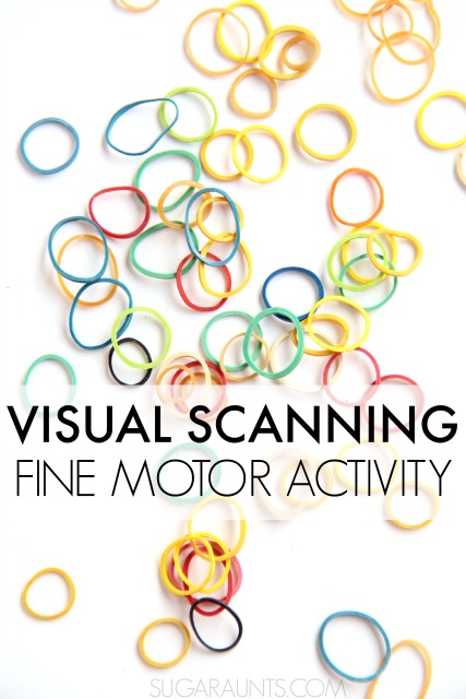 Visual Scanning Activity for fine motor skills and visual scanning in so many functional tasks like reading, word searches, puzzles. This visual motor activity creates a fidget toy to help sensory seekers with fidgeting, too.