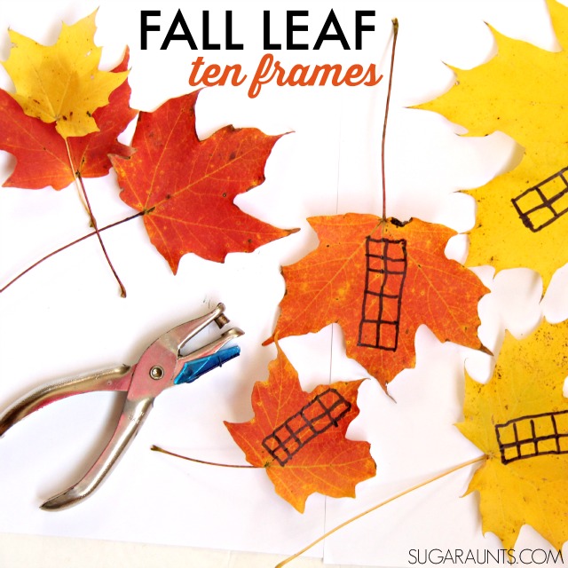 Draw ten frames on leaves for fall math