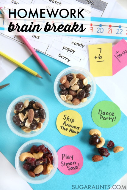 After school brain breaks and healthy snack ideas can help kids with attention, learning, and focus to homework!