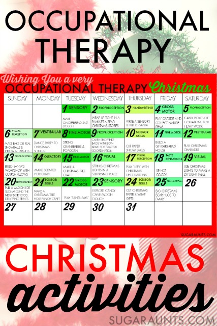 Celebrate the Christmas season with Occupational Therapy goal areas and calming strategies during this hectic season, allowing families to connect and focus on the true meaning of the season while working on developmental areas.