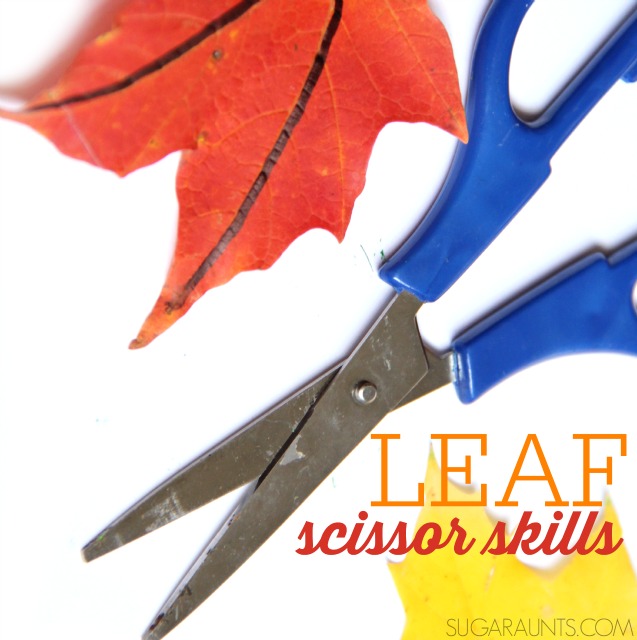 Practice scissor skills with Fall leaves to work on line awareness and scissor control.