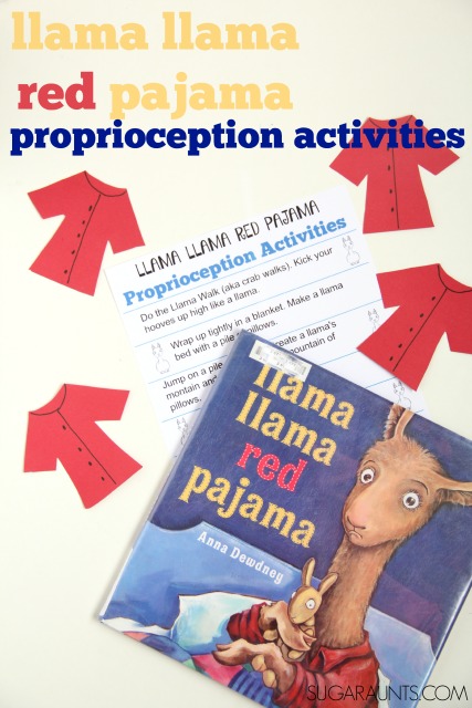 Pruebe estas actividades de propiocepción para el trabajo pesado basado en el libro, Llama Llama Pijama Roja
