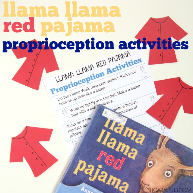 Pruebe estas actividades de propiocepción para el trabajo pesado basado en el libro, Llama Llama Pijama Roja