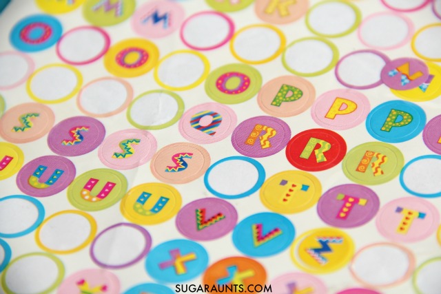 Use stickers in Occupational Therapy and development of so many skills with kids: fine motor, gross motor, visual perceptual, handedness, and more.