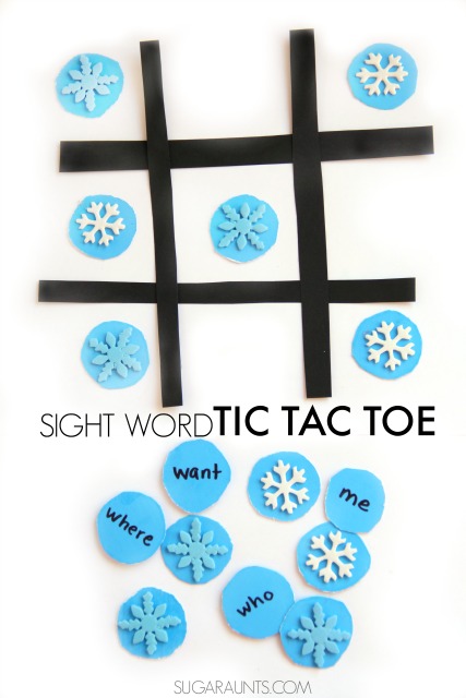 Play this sight word tic tac toe game with a winter snowflake theme. This is perfect for Kindergarten and early childhood education.