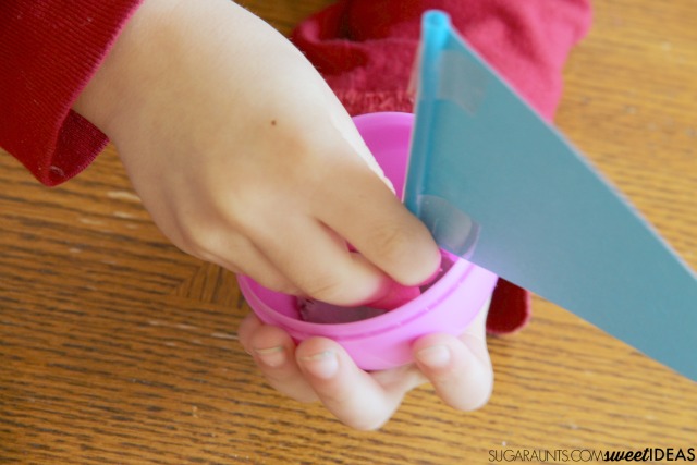 Plastic egg boats with an oral sensory motor component for proprioception input to the mouth.