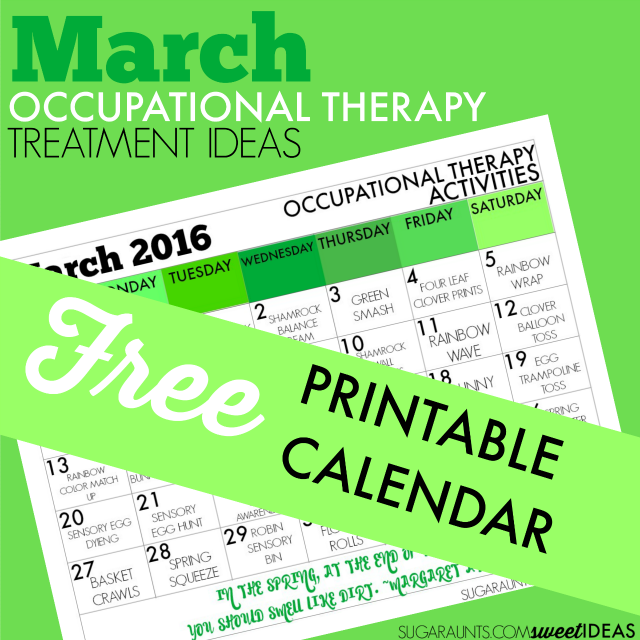March, Spring, St. Patricks Day, and Easter themed Occupational Therapy ideas 