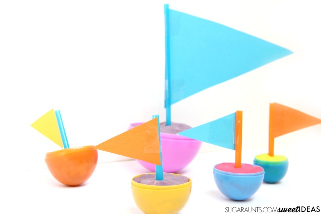 Plastic egg boats with an oral sensory motor component for proprioception input to the mouth.