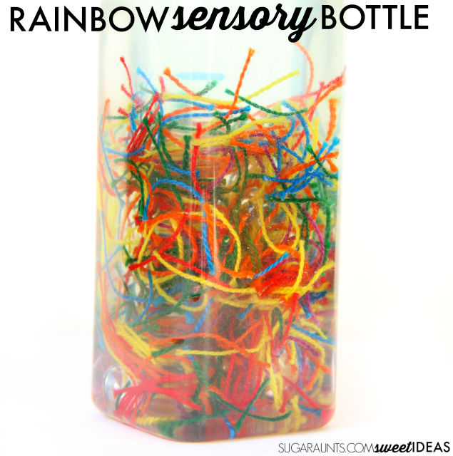 Botella sensorial de hilo de amistad arco iris