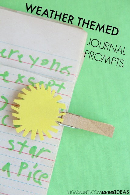 Fine motor weather craft with clothes pins. These are great for a creative writing journal prompt based on weather and a warm up exercise before handwriting. 