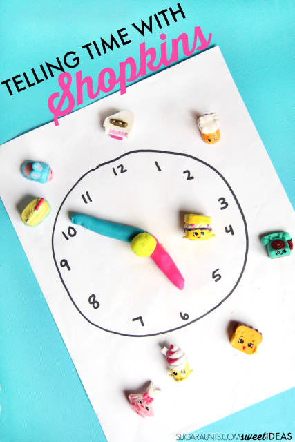Teaching kids how to tell time and AM PM differentiation with Shopkins and a hands on learning activity for math.