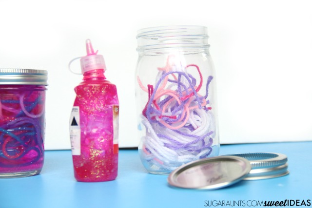 Use a recycled mason jar to make an easy sensory calm down jar