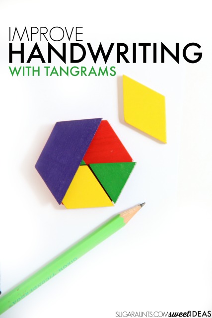 Work on handwriting skills using tangrams to address the visual perception skills needed for written work.