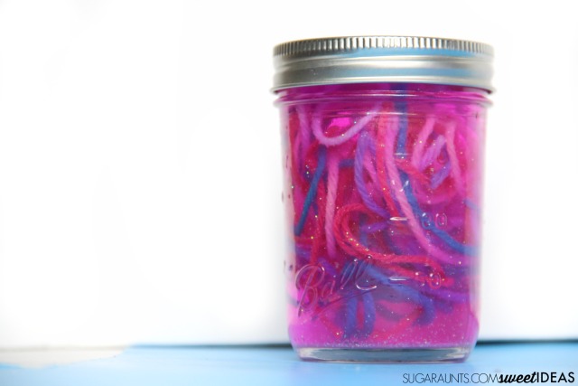 Use a recycled mason jar to make an easy sensory calm down jar