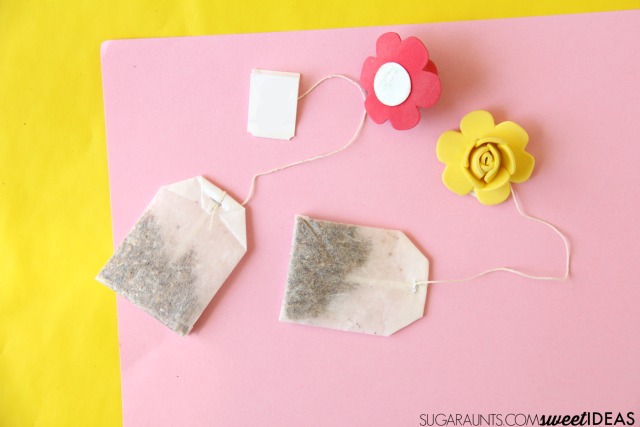 Kids can make this easy Mother's Day craft with a bag of tea and items found in the home.