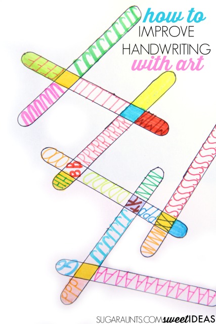 Work on handwriting skills like line awareness, letter formation, pencil control, spatial awareness, and bilateral coordination with tangle art!