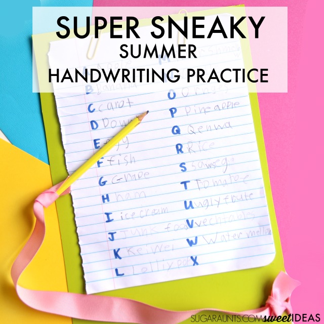sneaky handwriting ideas for kids who need to practice writing but just don't want to. This A-Z list can be taken anywhere for writing practice on the go!