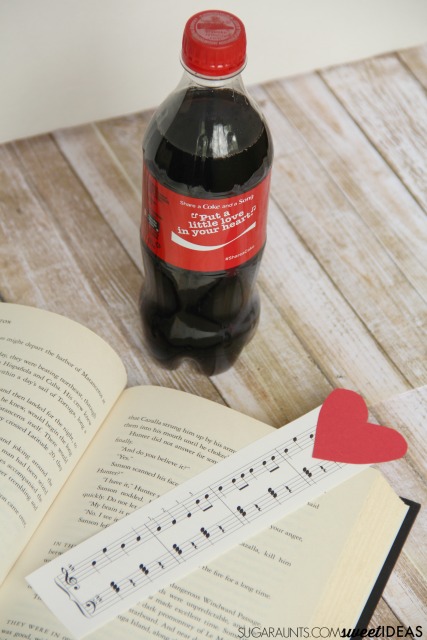 Make a music heart bookmark craft and enjoy a great book along with a Share a Coke and a Song!
