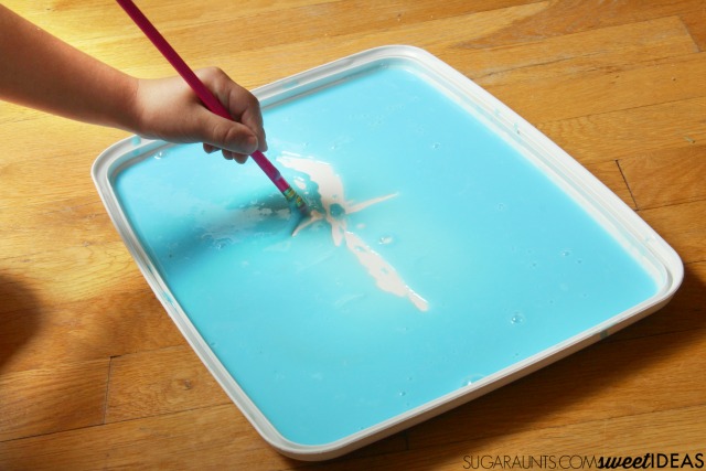 Have you ever wondered how to make slime? This slime recipe is super easy and a great tactile sensory play texture for kids. We used it to work on letter formation and motor control of the pencil with a sensory handwriting writing tray!