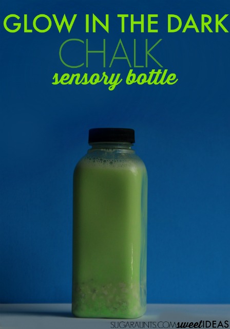 Glow in the dark chalk sensory bottle: how to make a sensory bottle and why sensory bottles are great for self-regulation needs.