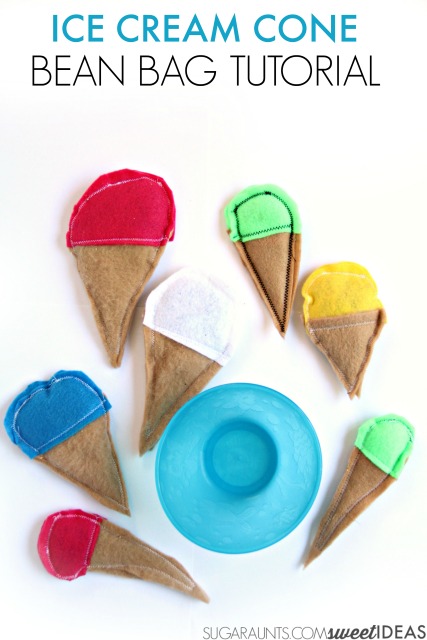 Tutorial de la bolsa de frijoles con forma de cono de helado