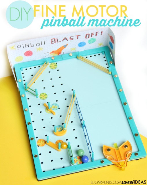 Build fine motor skills with a DIY pinball machine activity from Kiwi Crate. Kiwi Crate review for hands-on creativity, learning, and development.
