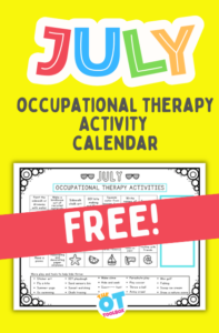 July occupational therapy activities calendar