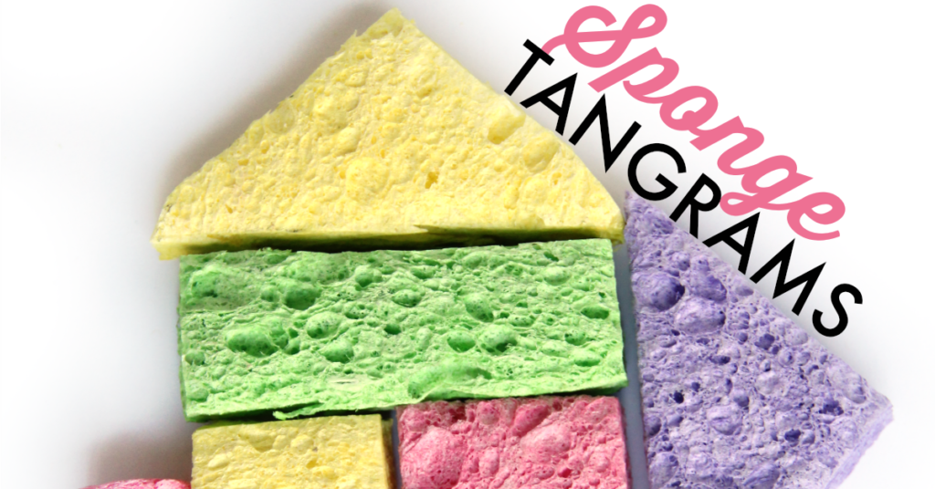 Sponge tangrams are an easy DIY and a fun way to build visual perception and visual motor integration skills with kids.