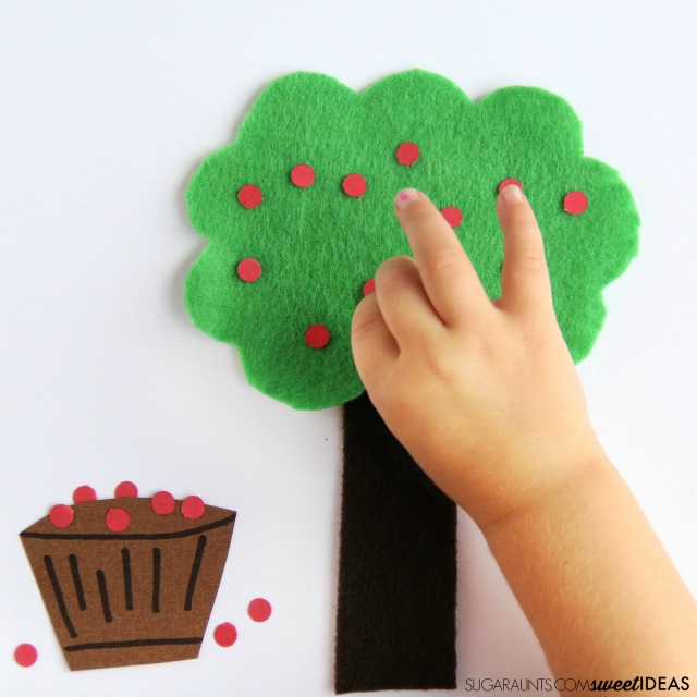 Apple fine motor strengthening activity and fall math with hands-on learning.