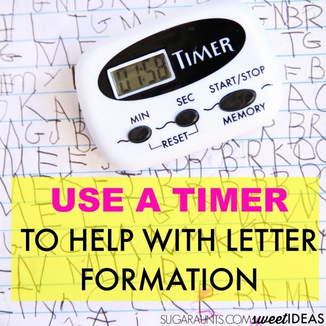 How to use a timer to help kids work on letter formation, handwriting skills, legibility, speed, and accuracy of written work.