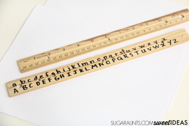 Make a Desk Letter Strip from a ruler to help kids work on letter formation.