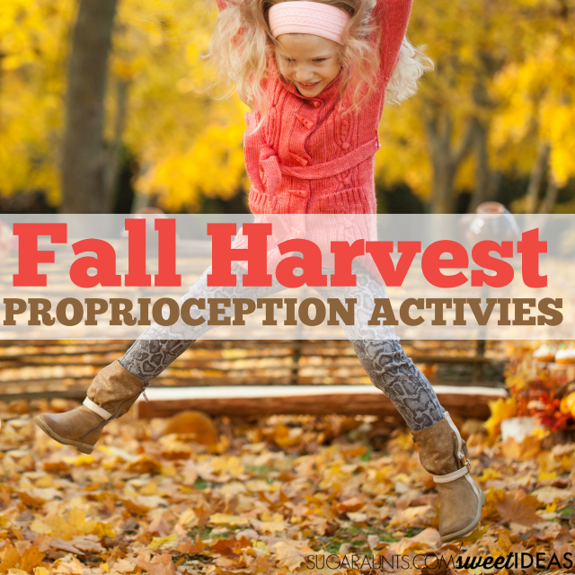 Fall themed proprioception activities that are perfect for adding sensory input with a harvest them this Fall.