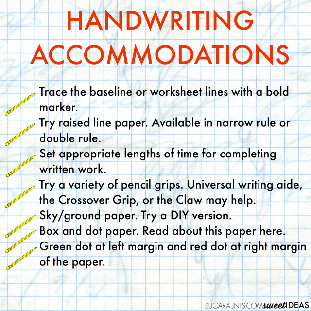Handwriting accommodations ideas for the classroom and written work