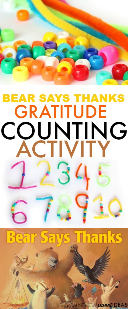 Actividad de recuento de gratitud para niños "El oso dice gracias".