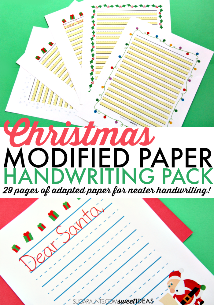 Try this modified paper Christmas handwriting pack for helping kids work on handwriting this year.