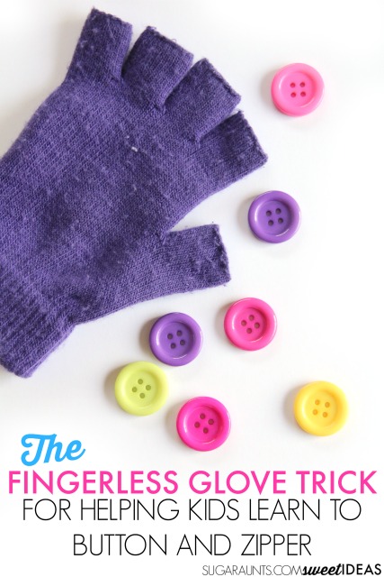 Clothing fasteners and sensory processing issues using fingerless gloves
