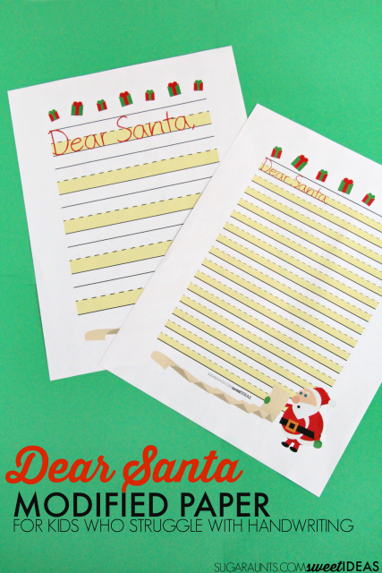 Las páginas de la carta de Navidad de "Querido Papá Noel" forman parte del paquete de escritura a mano de papel modificado para niños.