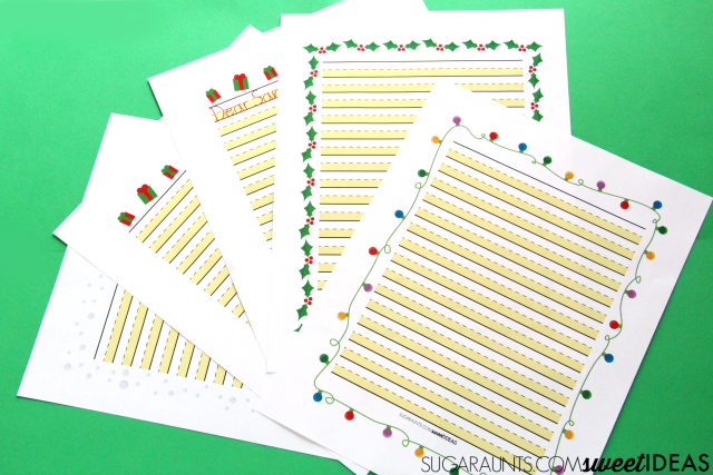 Highlighted paper in the modified paper Christmas Handwriting pack for kids