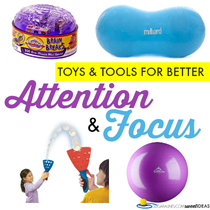 Toys and tools to help with attention and focus in kids.