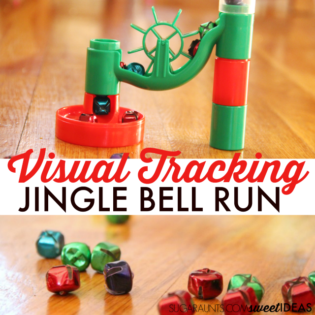 How fun is this Jingle Bell Marble Run visual tracking activity for Christmas play!