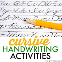 Cursive handwriting activities for kids with handwriting problems.