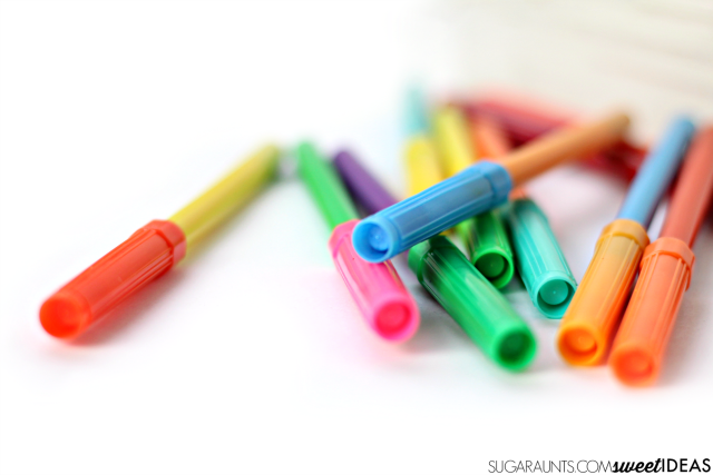 Markers are perfect for working on visual perceptual skills with kids.